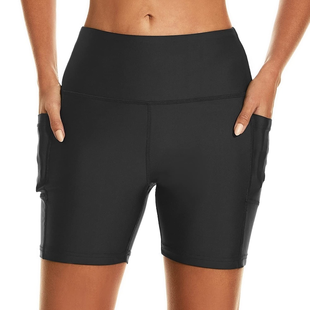 HODOSPORTS Women's 5'' Swim Shorts UPF 50+ High Waisted Board Shorts with Pocket